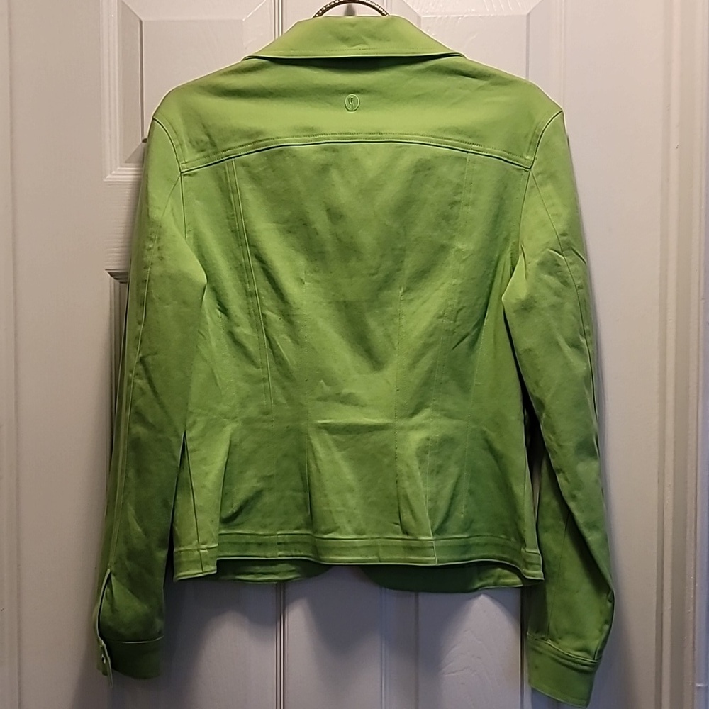 Christine Alexander Lime Green Denim Embellished Jacket Sz Small - Picture 7 of 8